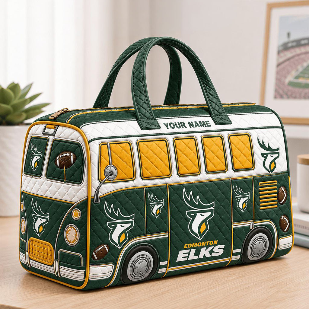 Personalized Edmonton Elks CFL New Quilted Duffel Bag 2026 Edmonton Elks Merch Fan Gifts Ideas - Kdjoy