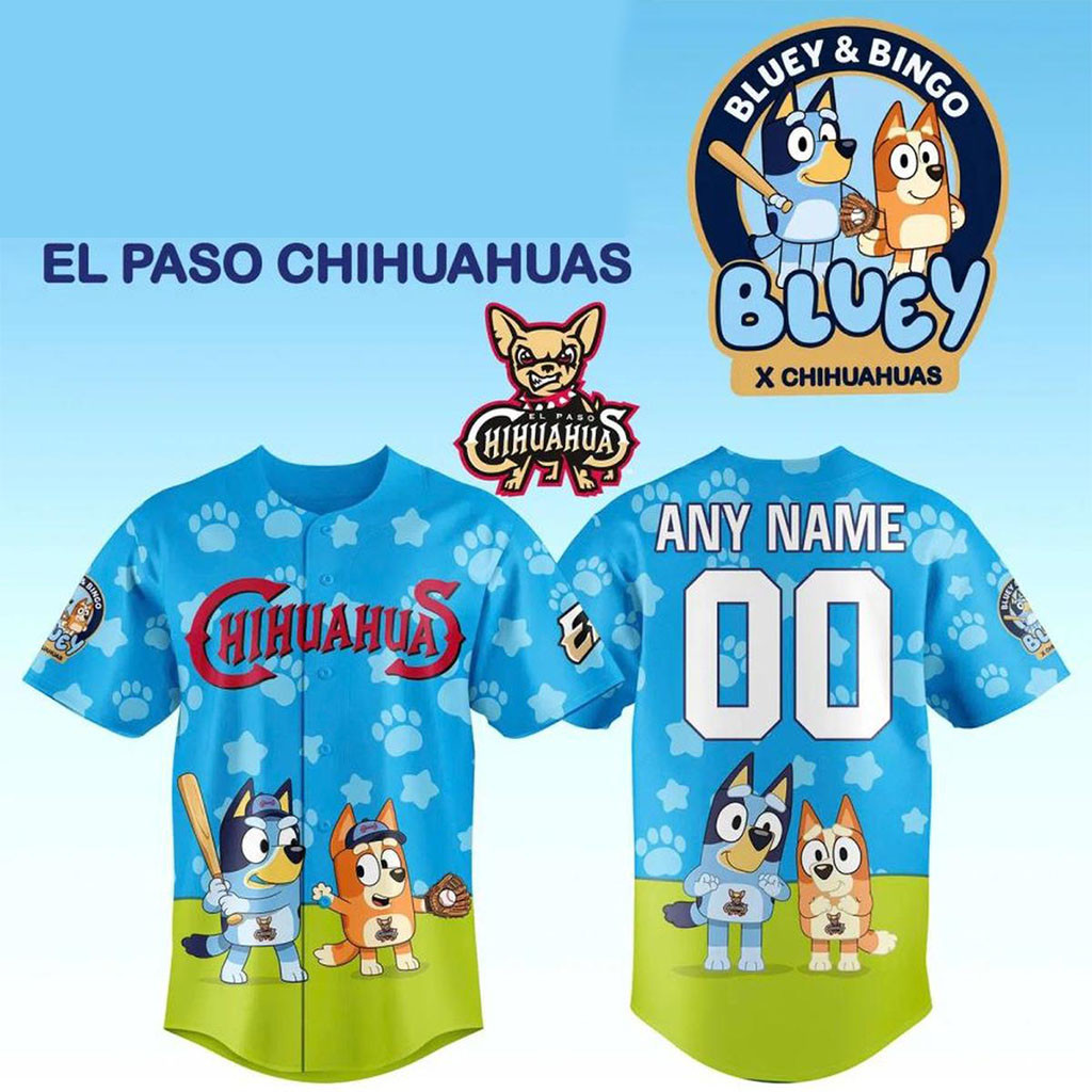 Personalized El Paso Chihuahuas X Bluey 2026 Baseball Jersey Chihuahuas Merch Gift For Fans - Kdjoy