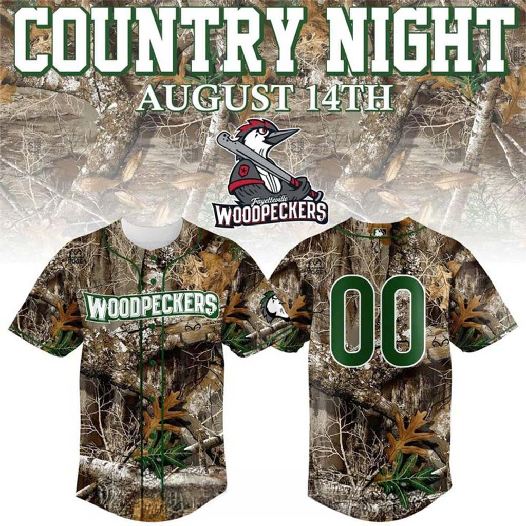 Personalized Fayetteville Woodpeckers Country And Outdoors Night 2026 Baseball Jersey Fab Merch - Kdjoy