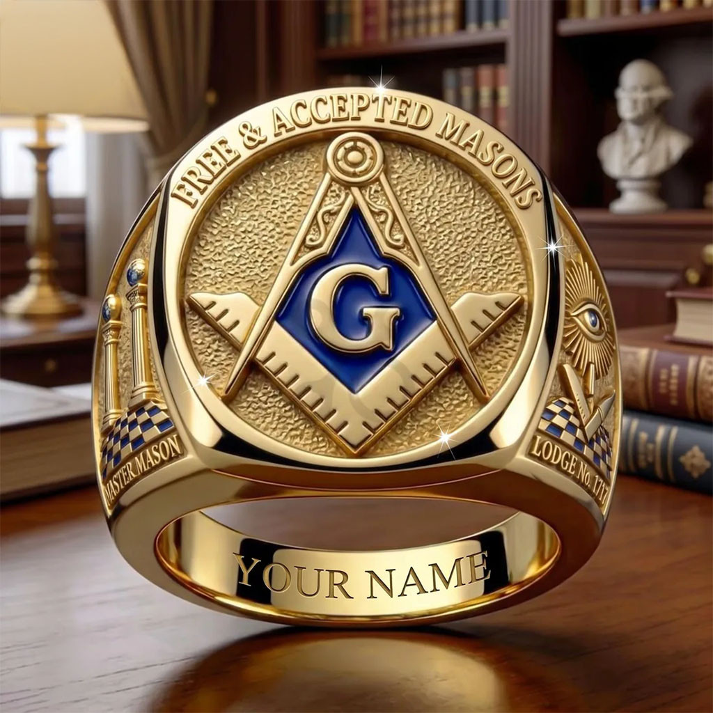 Personalized Gold Freemason Square And Compass Master Mason Ring Useful Gift For Fathers - Kdjoy Personalized Gold Freemason Square And Compass Master Mason Ring Useful Gift For Fathers - Kdjoy
