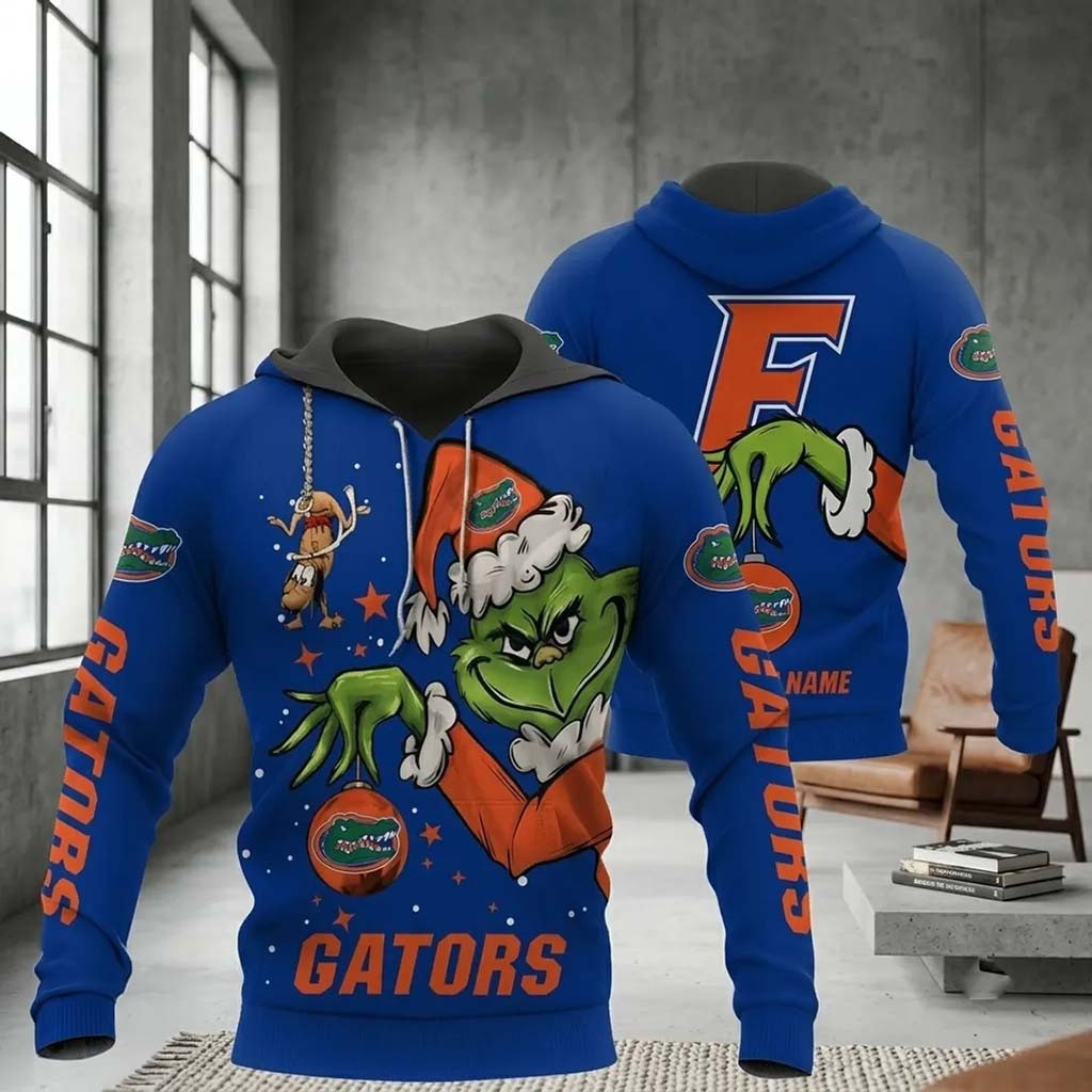 Personalized Grinch X University Of Florida Gators Christmas Hoodie Florida Gators Merch Gifts - Kdjoy