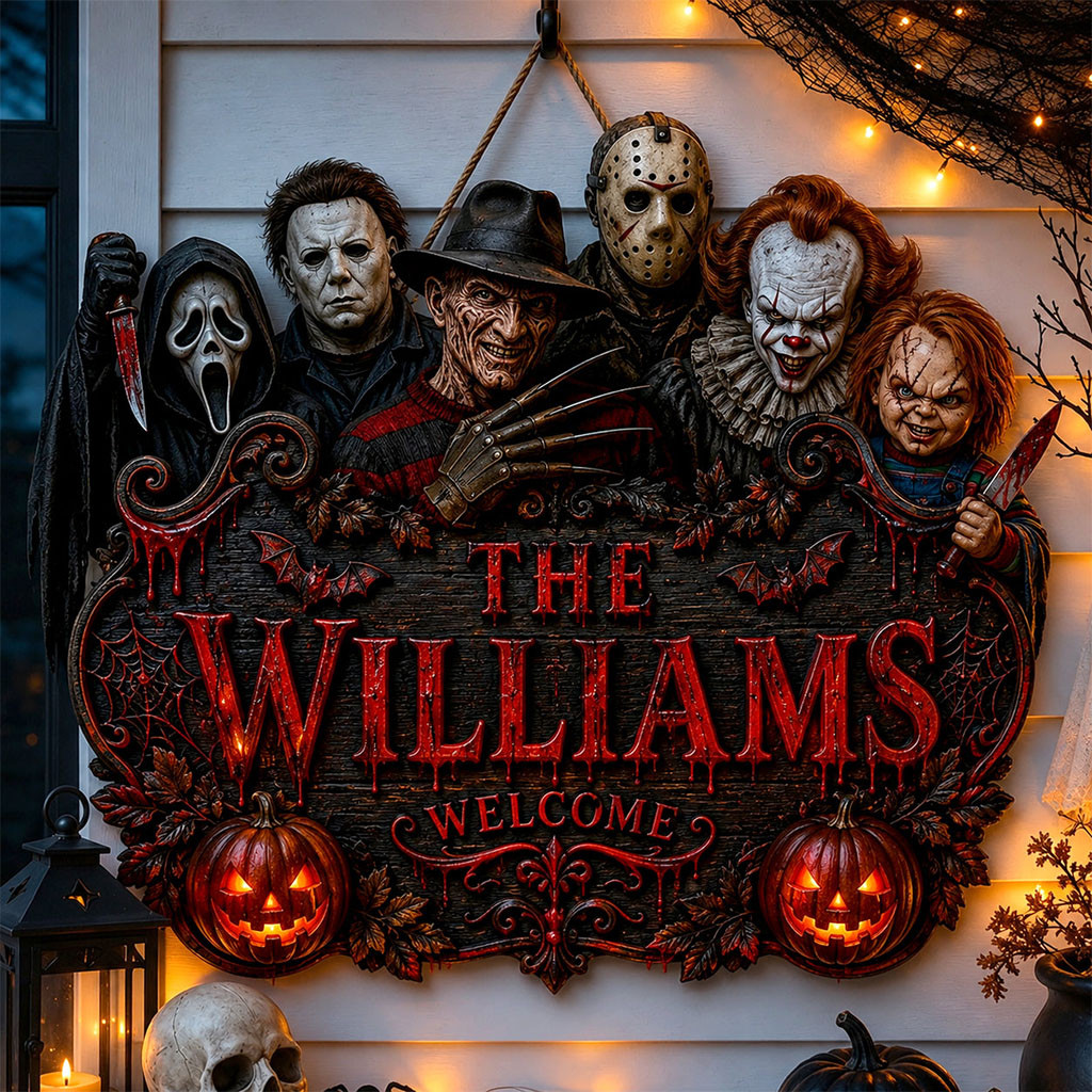 Personalized Halloween Horror Characters Welcome Sign Halloween Decor Gift For Horror Fans - Kdjoy