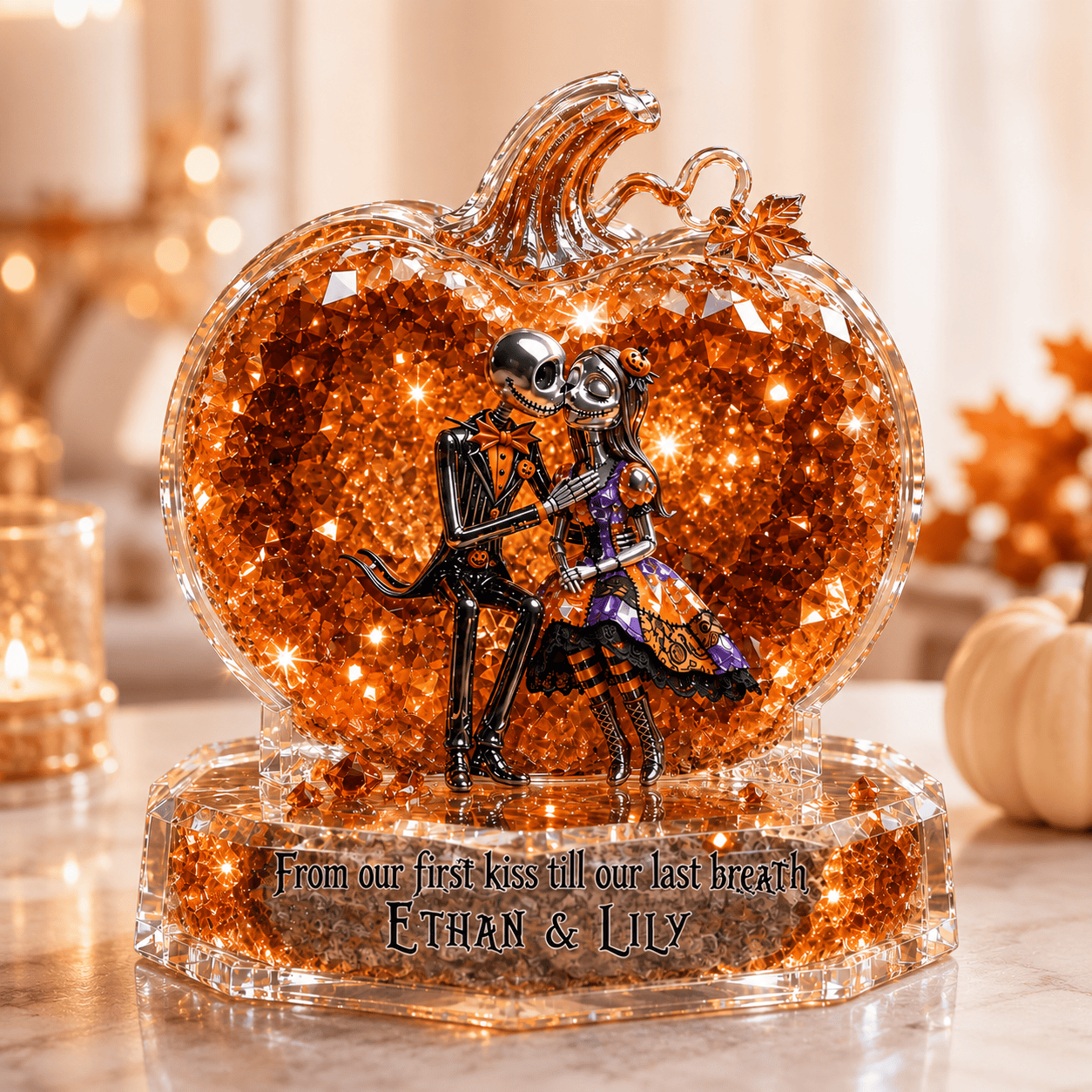 Personalized Halloween Nightmare Jack And Sally Acrylic Plaque Halloween Gifts For Her - Kdjoy Personalized Halloween Nightmare Jack And Sally Acrylic Plaque Halloween Gifts For Her - Kdjoy