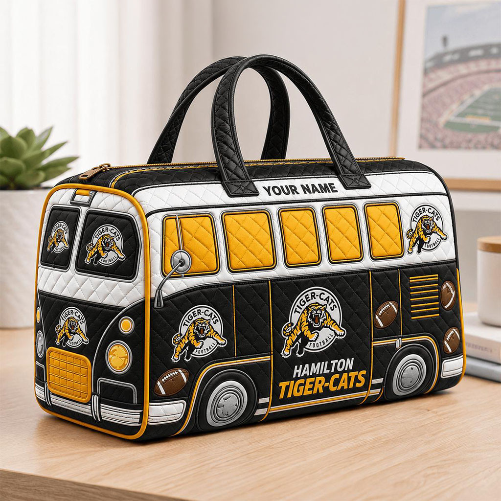 Personalized Hamilton Tiger-Cats CFL New Quilted Duffle Bag Tiger-Cats Merch Football Fan Gifts - Kdjoy