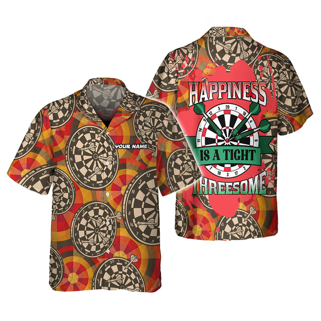 Personalized Happiness Is A Tight Threesome Hawaiian Shirt Gifts For Darts Player Tad