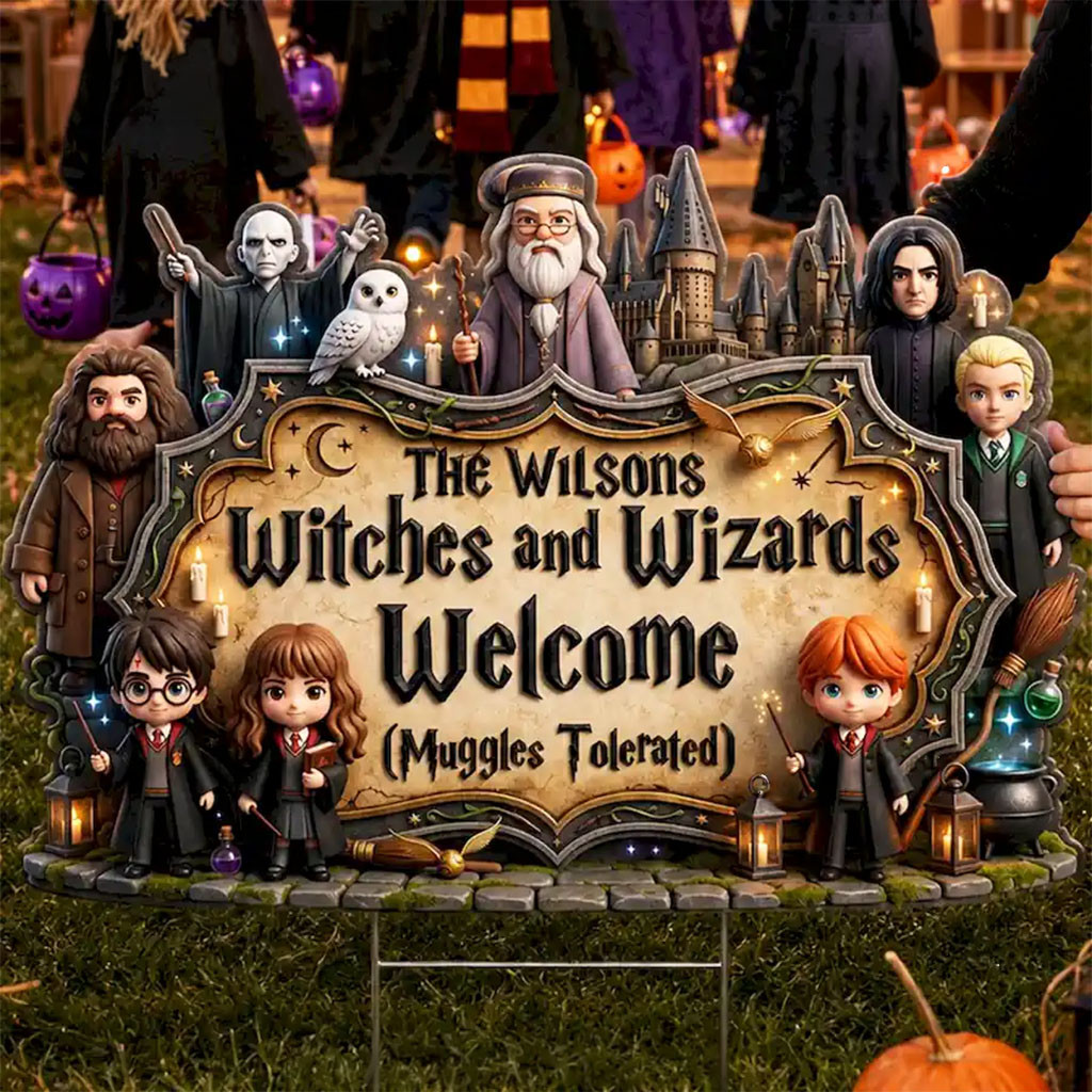 Personalized Harry Potter Welcome Halloween 2026 Yard Sign Witches And Wizards Garden Decor - Kdjoy
