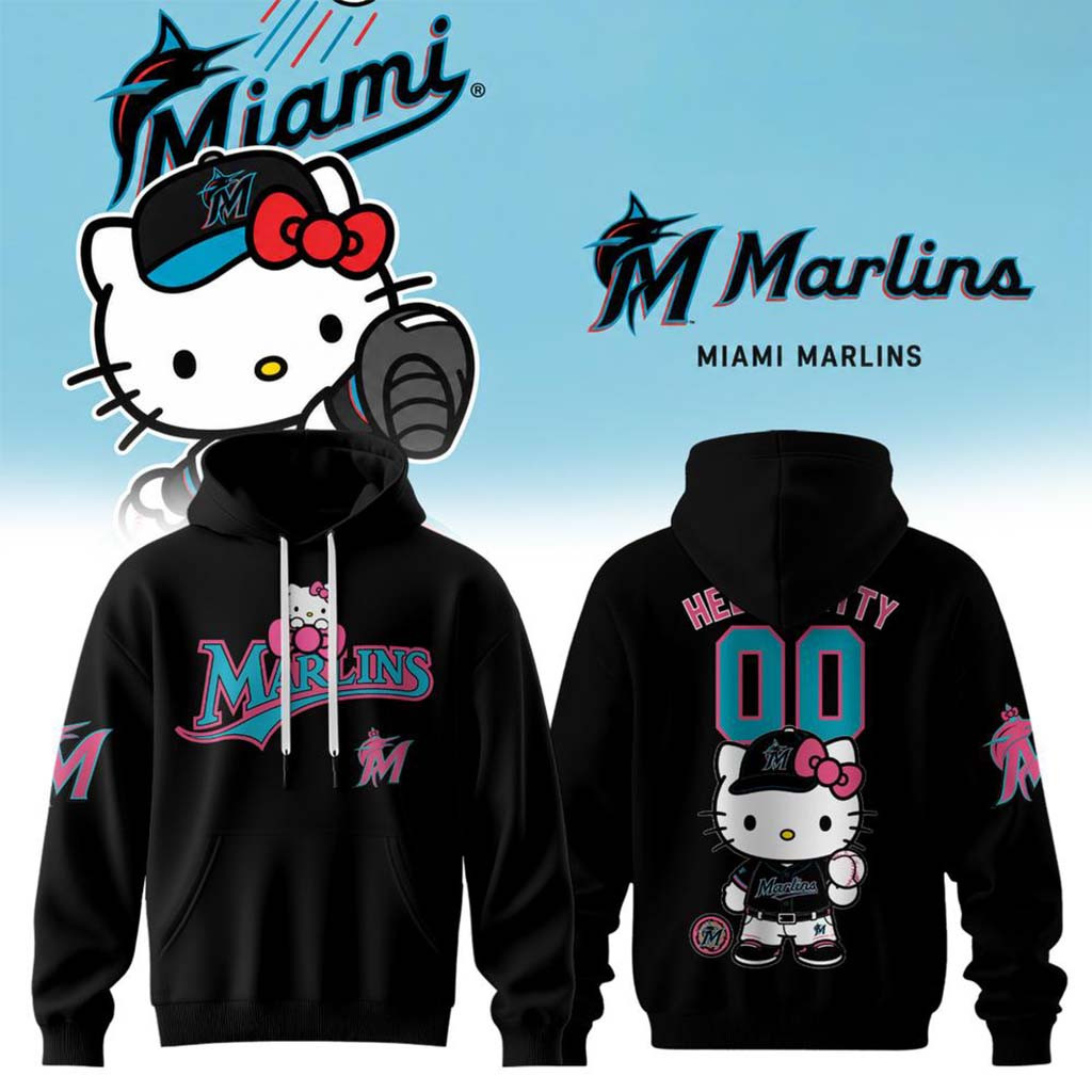Personalized Hello Kitty X Miami Marlins 2026 Hoodie Miami Marlins Merch Lovely Gifts For Fans - Kdjoy