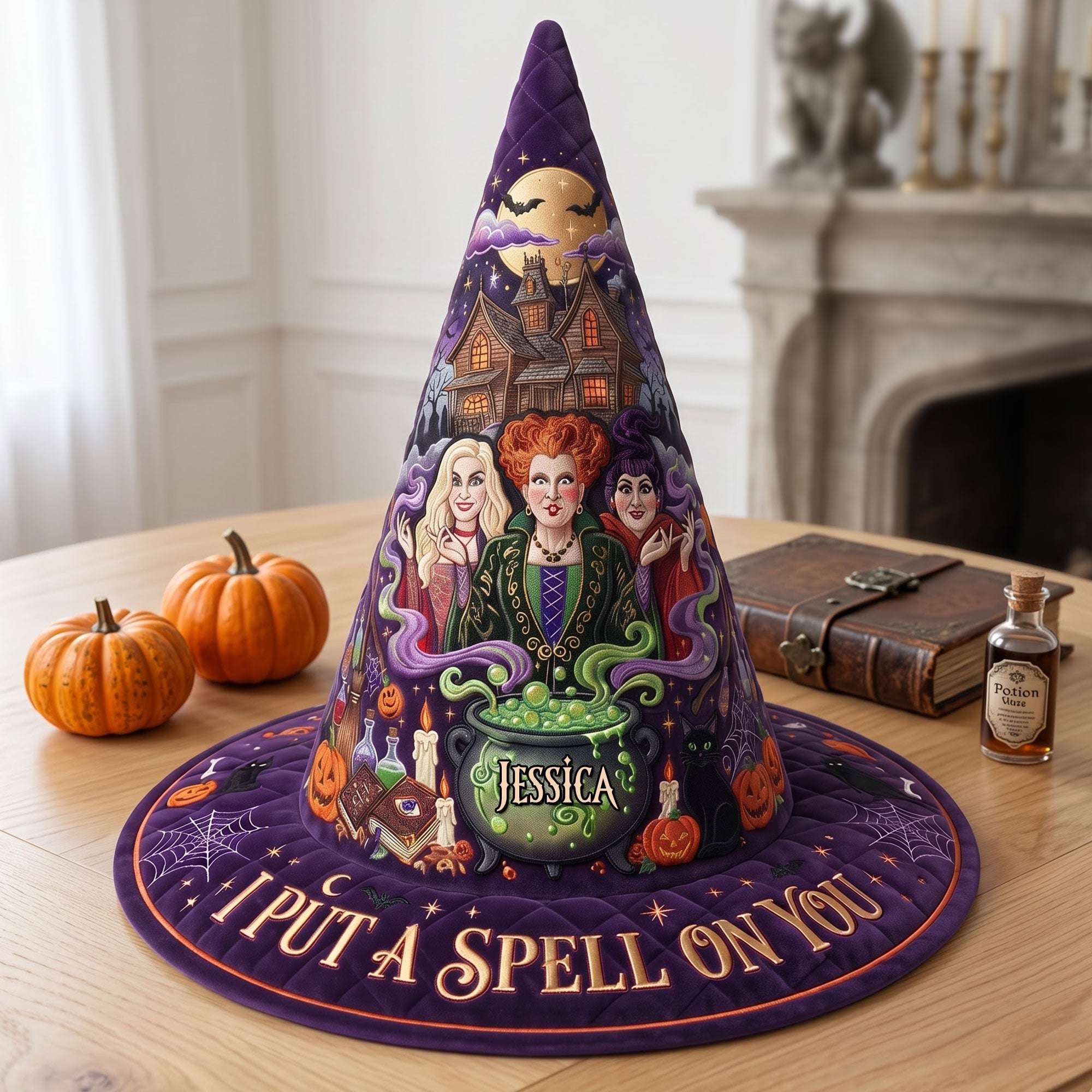 Personalized Hocus Pocus Sisterhood Of Spells Quilted Witch Hat Best Halloween Gifts - Kdjoy
