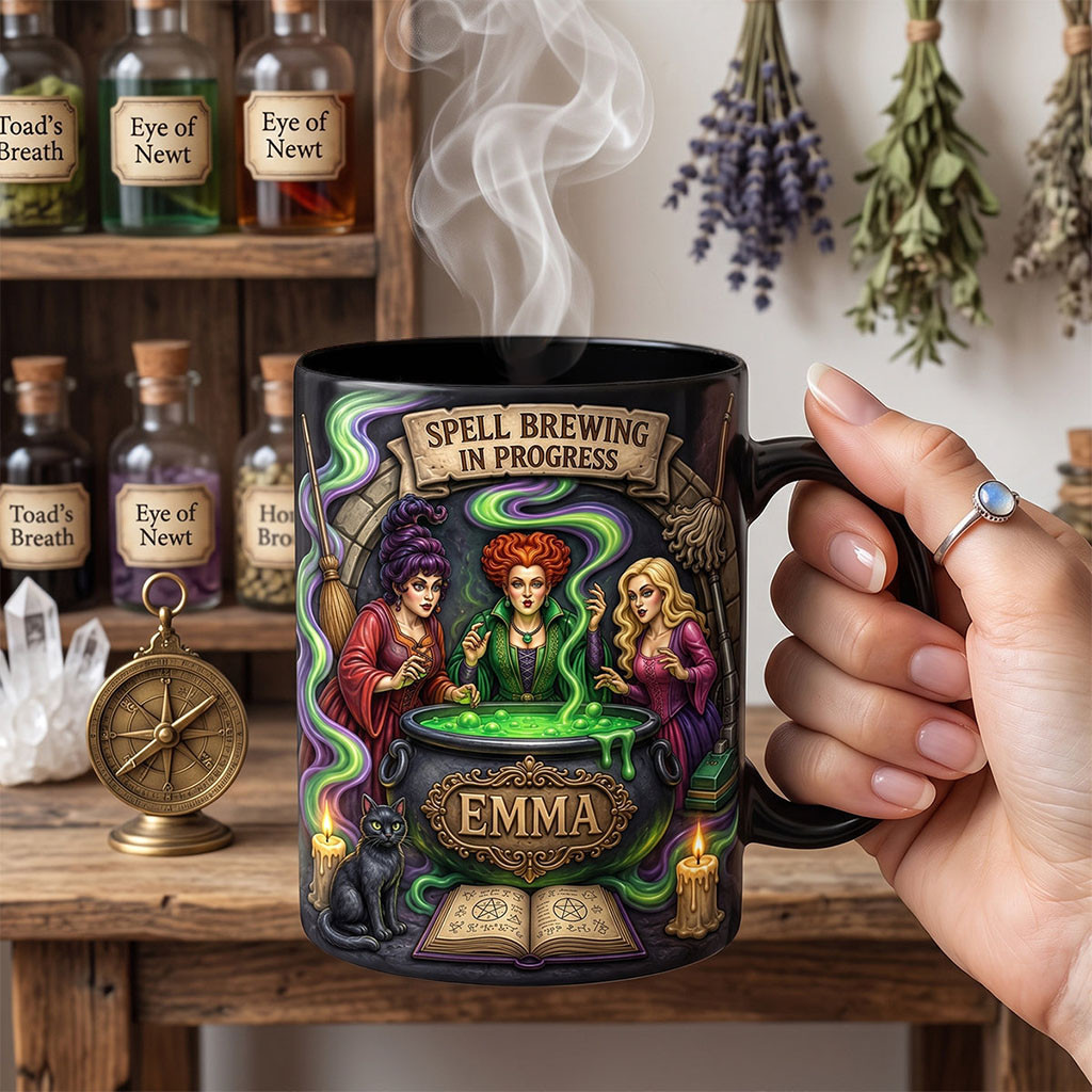 Personalized Hocus Pocus Spell Brewing In Progress Mug Spooky Brew Magic Cup Witch Lovers Gift - Kdjoy Personalized Hocus Pocus Spell Brewing In Progress Mug Spooky Brew Magic Cup Witch Lovers Gift - Kdjoy