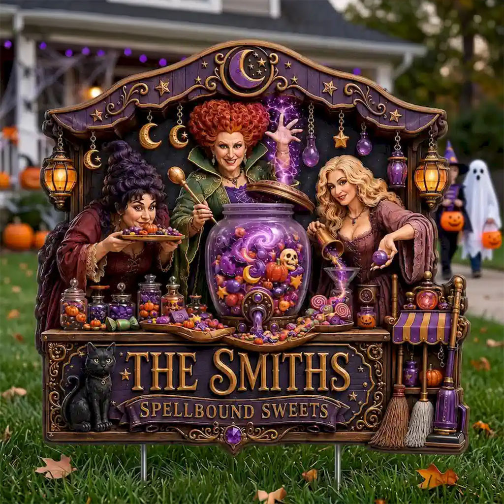 Personalized Hocus Pocus Spellbound Sweets Yard Sign Halloween Garden Decor Family Gifts - Kdjoy