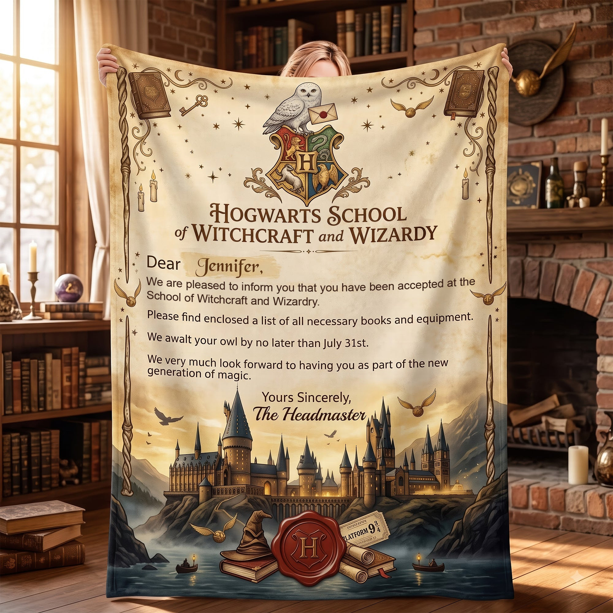Personalized Hogwarts School Of Witchcraft And Wizardry Blanket Harry Potter Merch Fan Gifts - Kdjoy