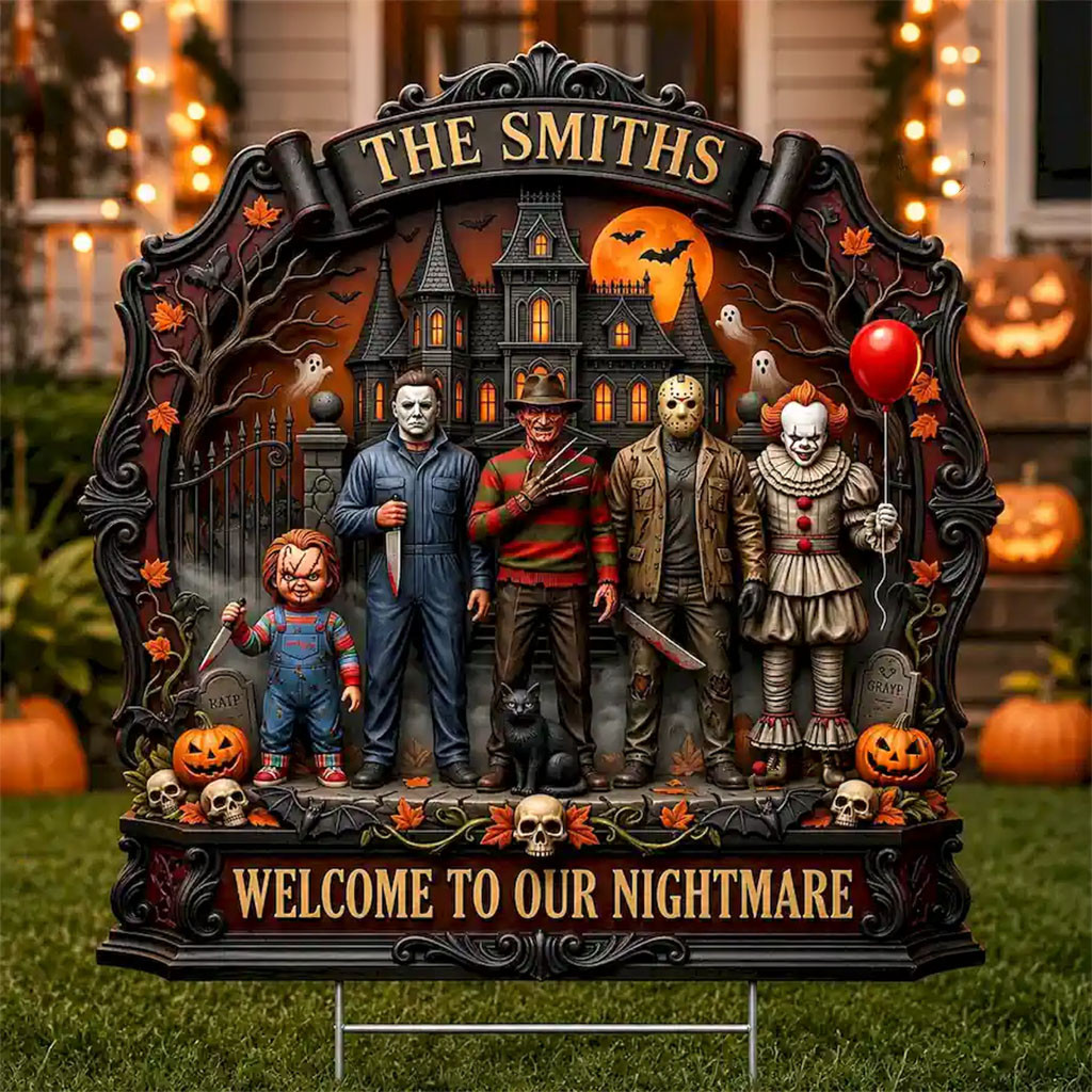 Personalized Horror Characters Welcome To Our Nightmare Spooky Season Yard Sign Halloween Gifts - Kdjoy