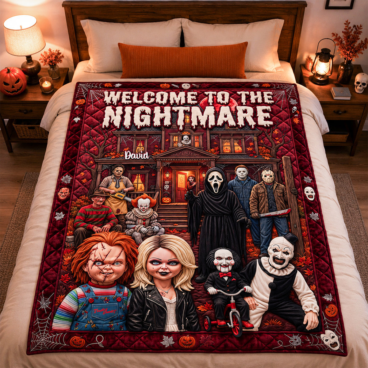 Personalized Horror Movie Characters Welcome To The Nightmare Bedding Set Gifts For Horror Lovers - Kdjoy