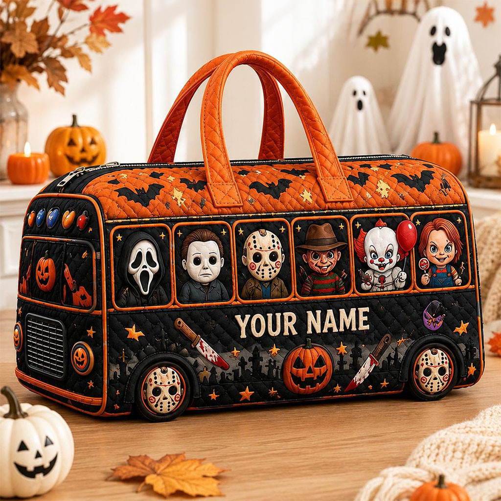 Personalized Horror Movie Halloween Quilted Duffle Bag Halloween Merch Gift For Horror Fans - Kdjoy