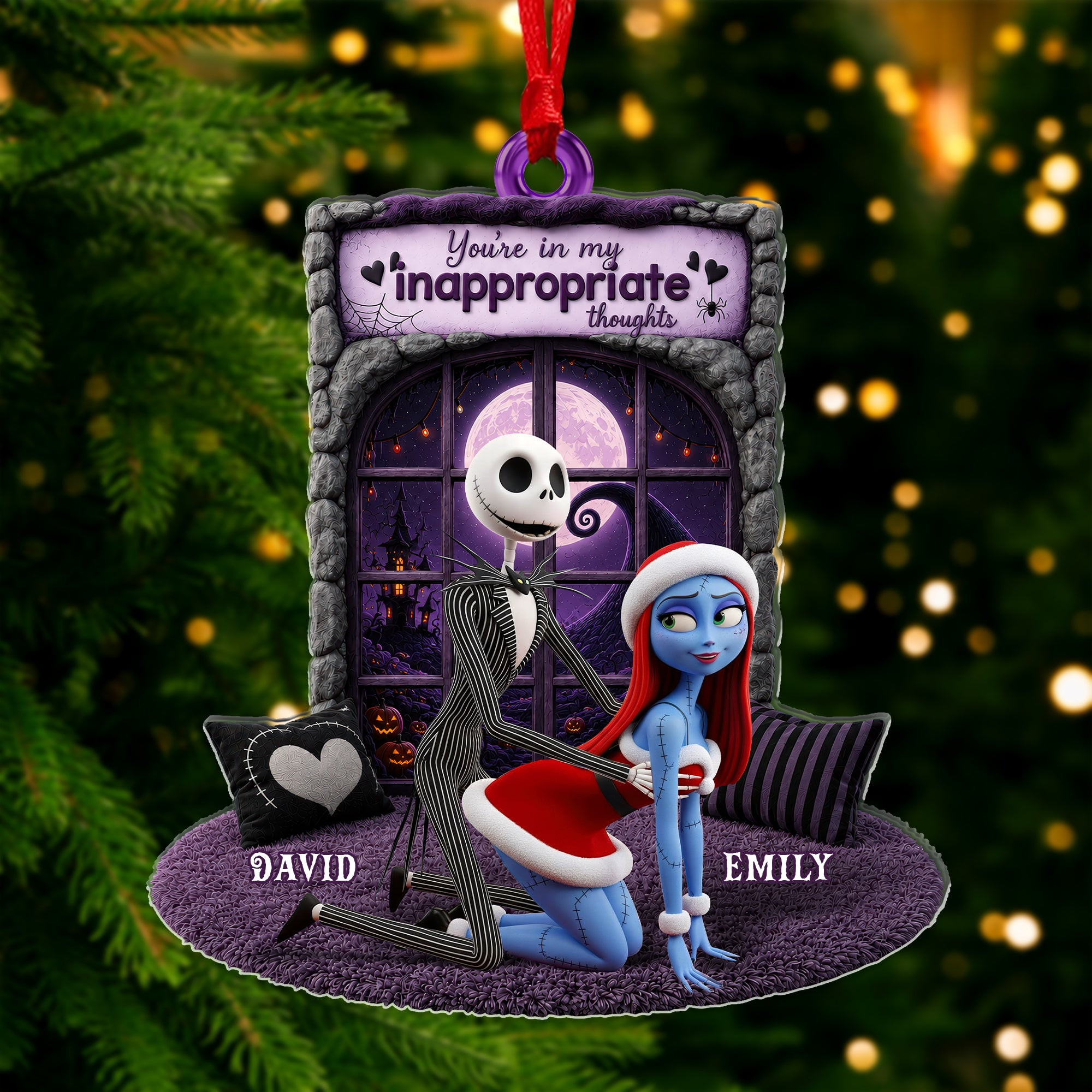 Personalized Jack Skellington And Sally Couple Christmas Ornament Naughty Nightmare Ornament - Kdjoy