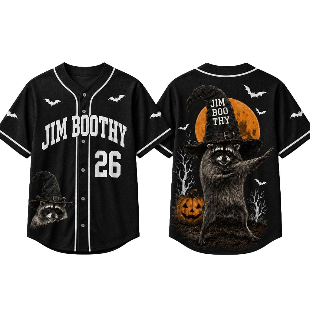 Personalized Jim-Boo-Thy Halloween Baseball Jersey Funny Raccoon Apparel Halloween Gifts - Kdjoy