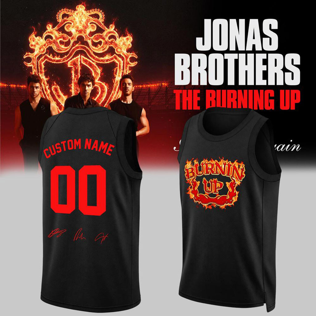 Personalized Jonas Brothers Merch The Burning Up Tour All Over Again 2026 Basketball Jersey Black - Kdjoy