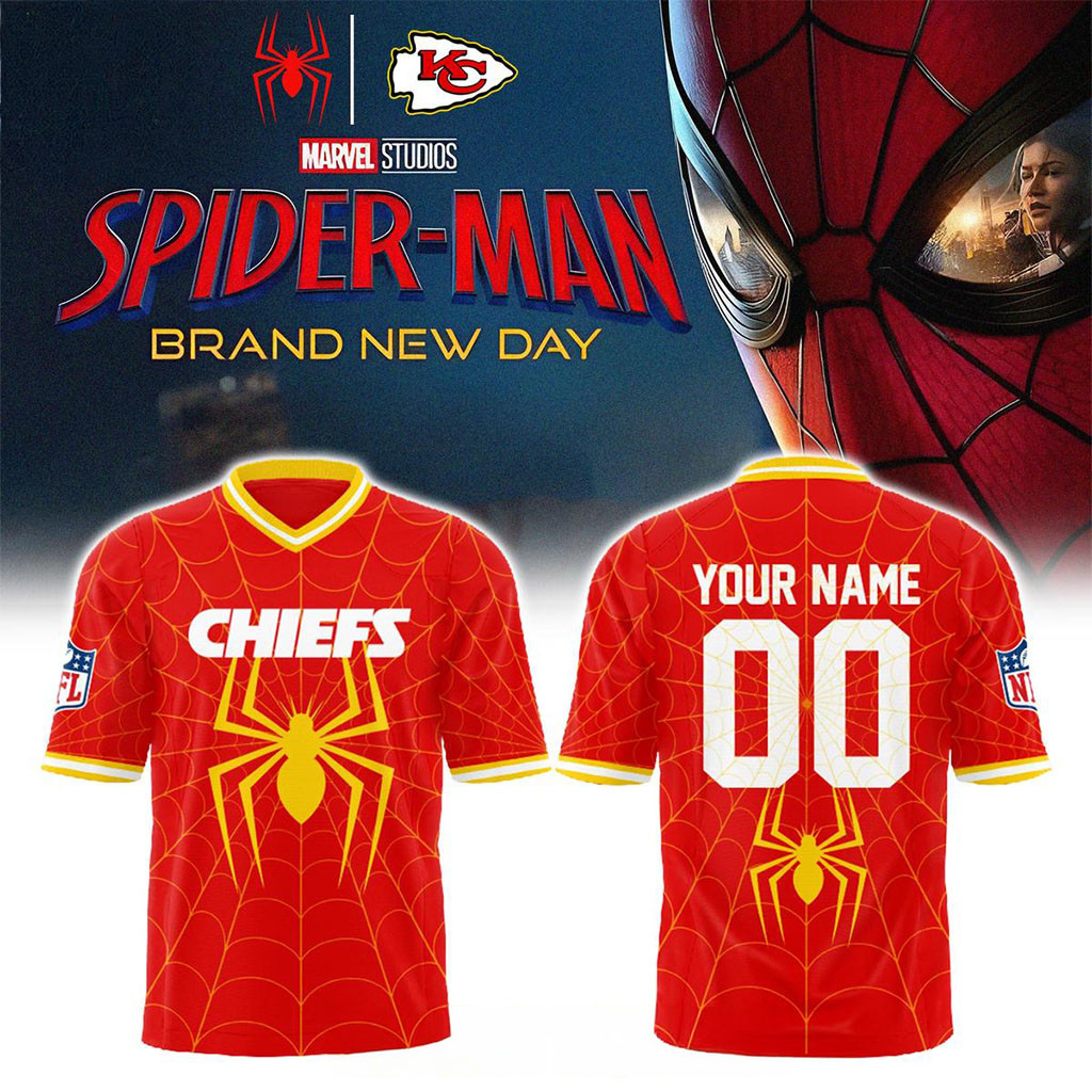 Personalized Kansas City Chiefs Spider Man 2026 Brand New Day Football Jersey KC Chiefs Merch - Kdjoy