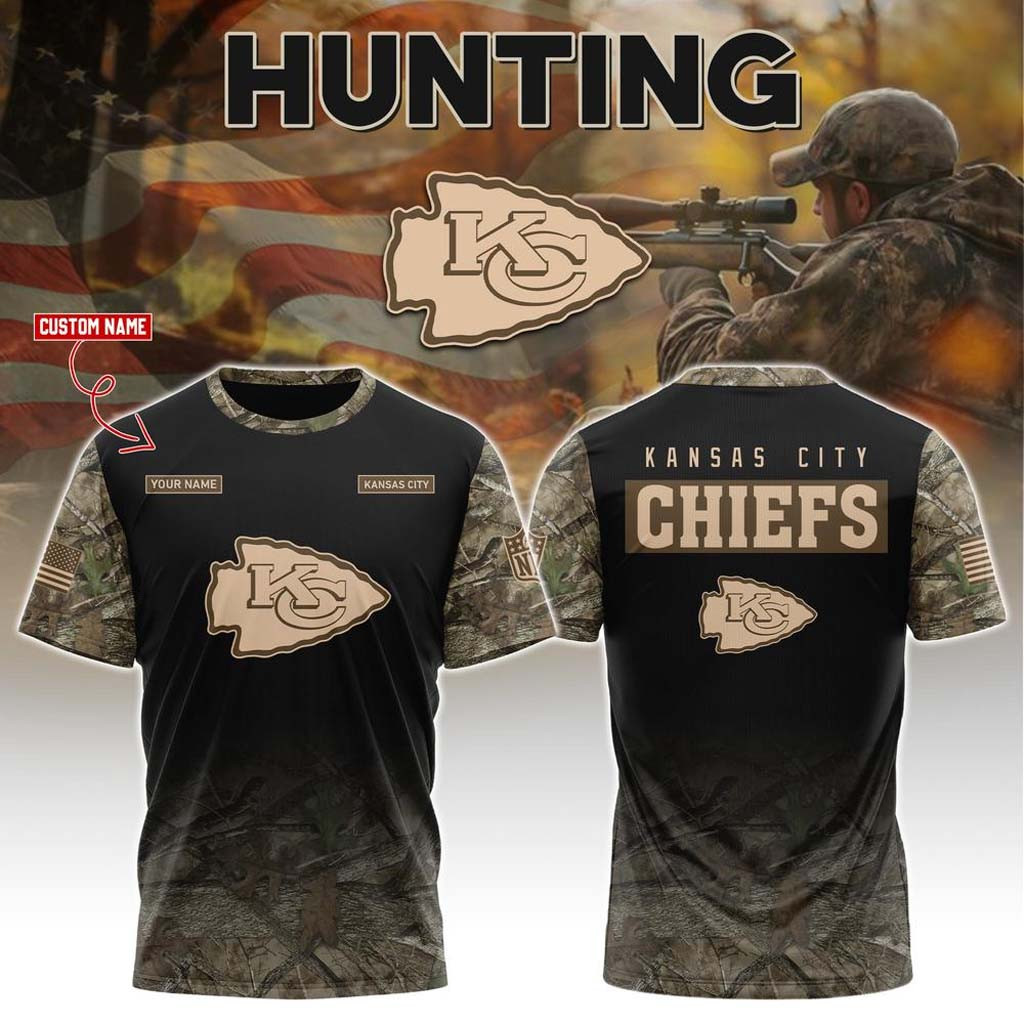 Personalized Kansas City Chiefs X Hunting 2026 T-Shirt KC Chiefs Merch Gift For Football Fans Personalized Kansas City Chiefs X Hunting 2026 T-Shirt KC Chiefs Merch Gift For Football Fans