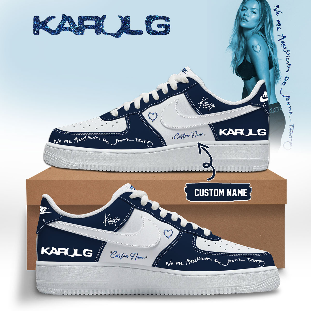 Personalized Karol G No Me Arrepiento De Sentir Tanto AF1 Karol G Sneakers Gifts For Women - Kdjoy
