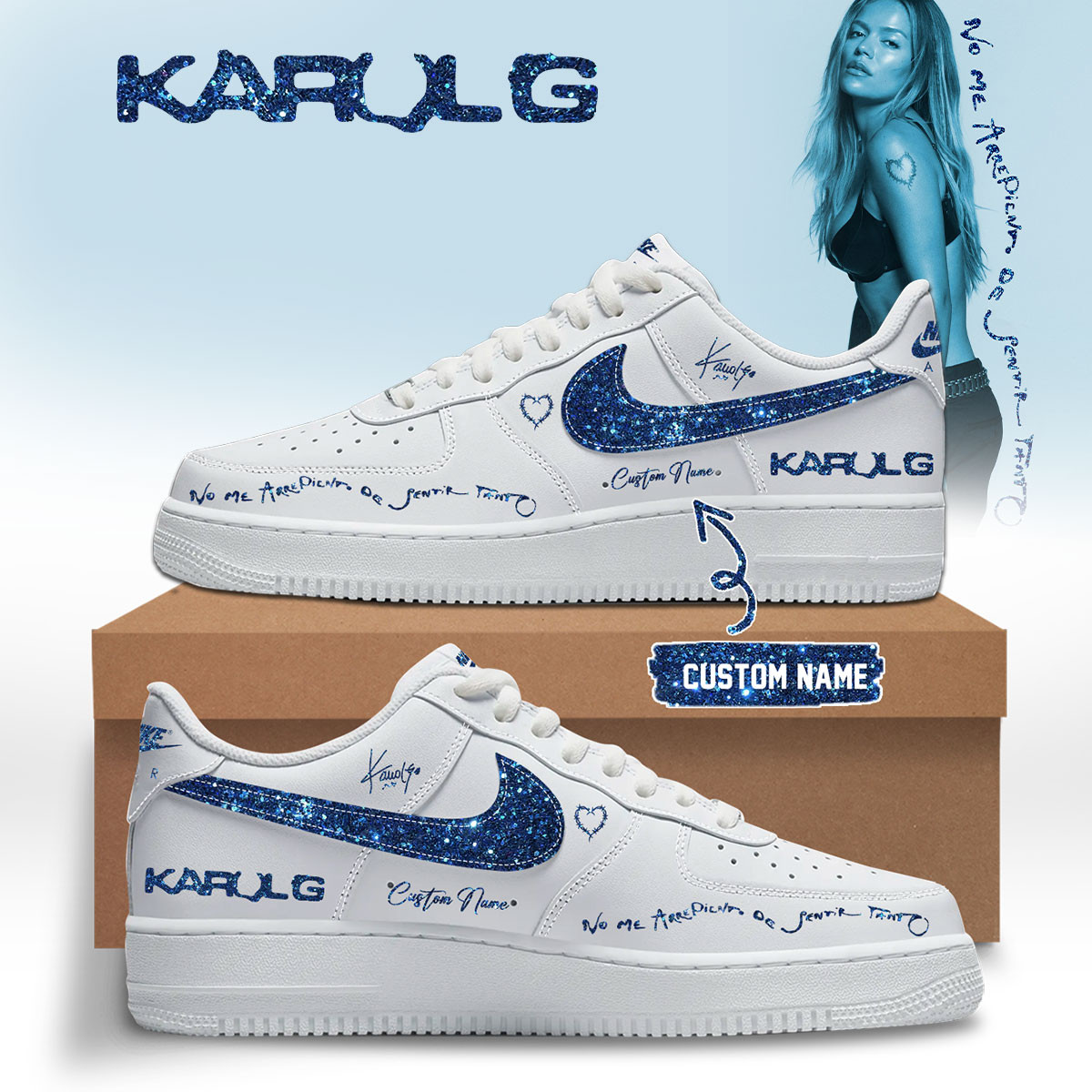 Personalized Karol G No Me Arrepiento De Sentir Tanto Signed Shoes Karol G Custom AF1 - Kdjoy