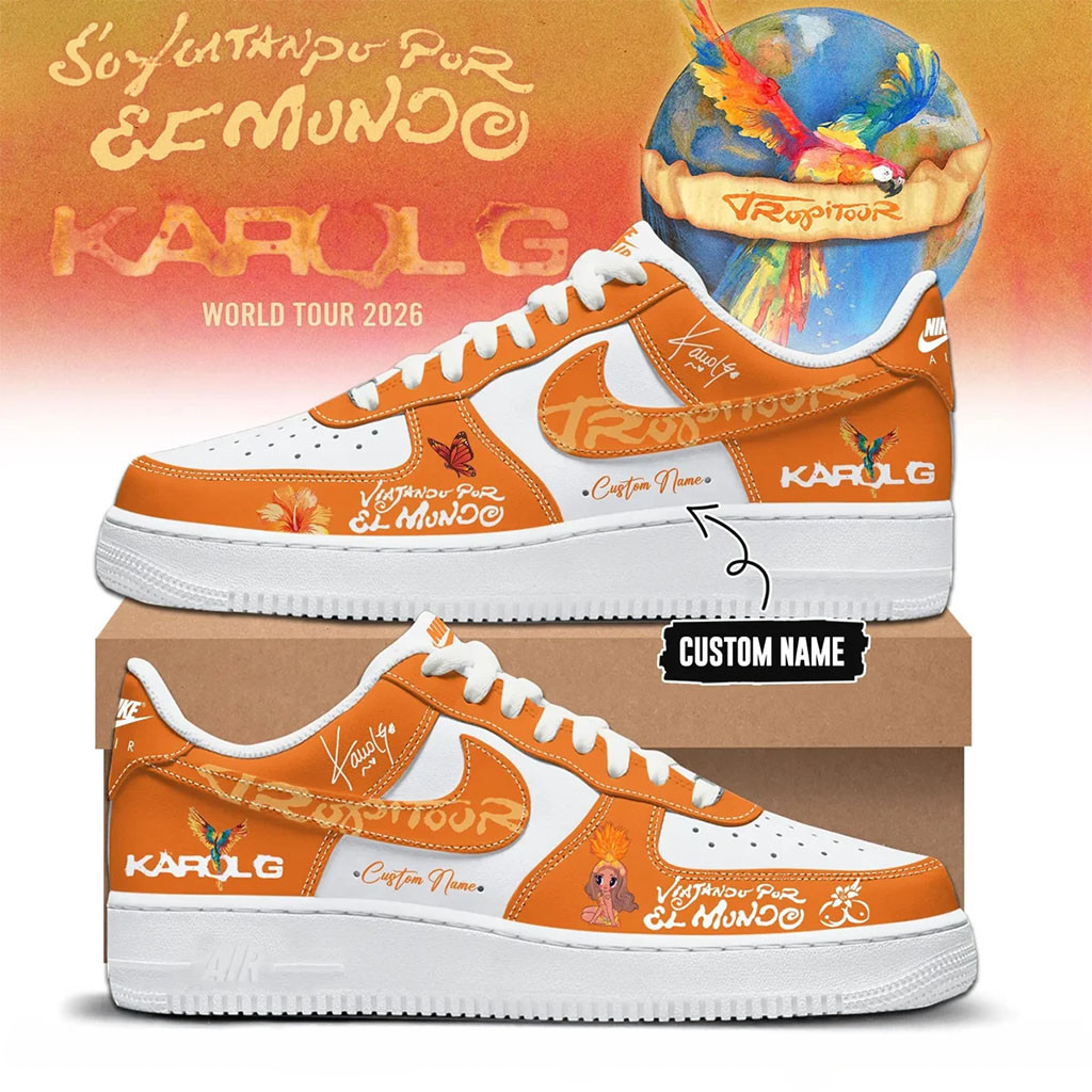 Personalized Karol G Viajando Por El Mundo Tropitour Sneakers Karol G World Tour Merch 2026 - Kdjoy