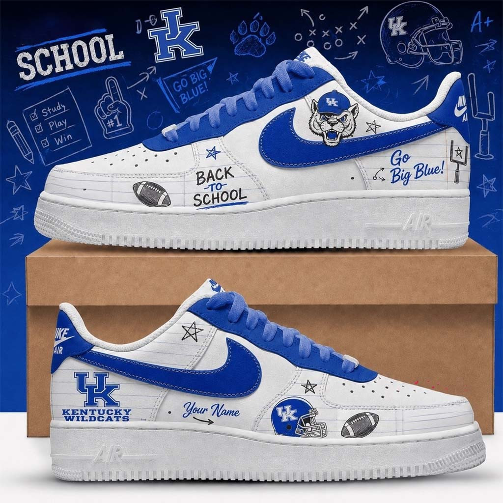 Personalized Kentucky Wildcats Merch 2026 Back To School Sneakers Go Big Blue Shoes Fan Gifts - Kdjoy