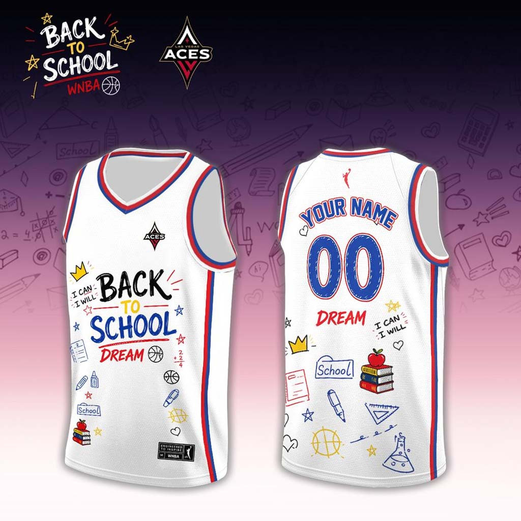 Personalized Las Vegas Aces x Back To School 2026 White Basketball Jersey Aces Merch Fans Gifts Personalized Las Vegas Aces x Back To School 2026 White Basketball Jersey Aces Merch Fans Gifts