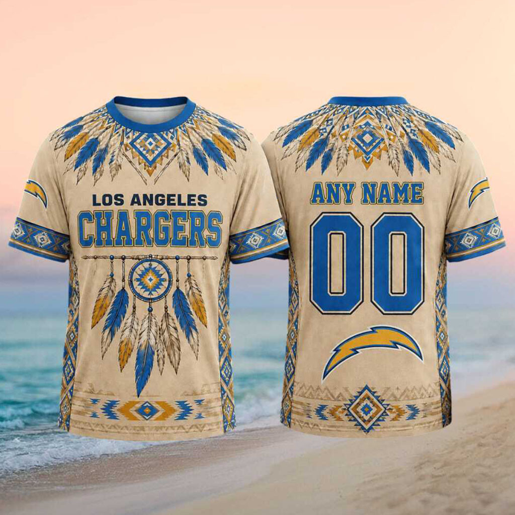Personalized Los Angeles Chargers Native American Feather Dreamcatcher Shirt LA Chargers Merch - Kdjoy Personalized Los Angeles Chargers Native American Feather Dreamcatcher Shirt LA Chargers Merch - Kdjoy