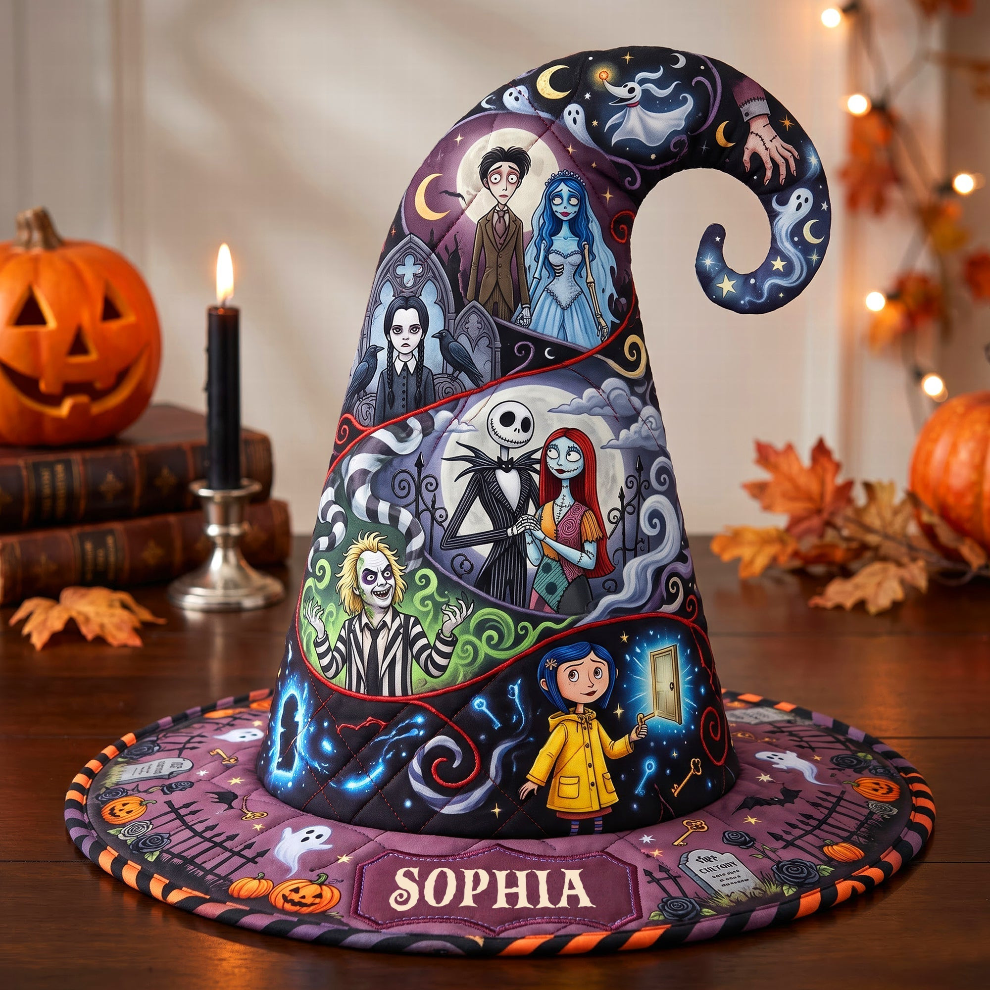 Personalized Macabre Quilted Witch Hat Halloween Merch Best Gifts For Witch Lover - Kdjoy Personalized Macabre Quilted Witch Hat Halloween Merch Best Gifts For Witch Lover - Kdjoy