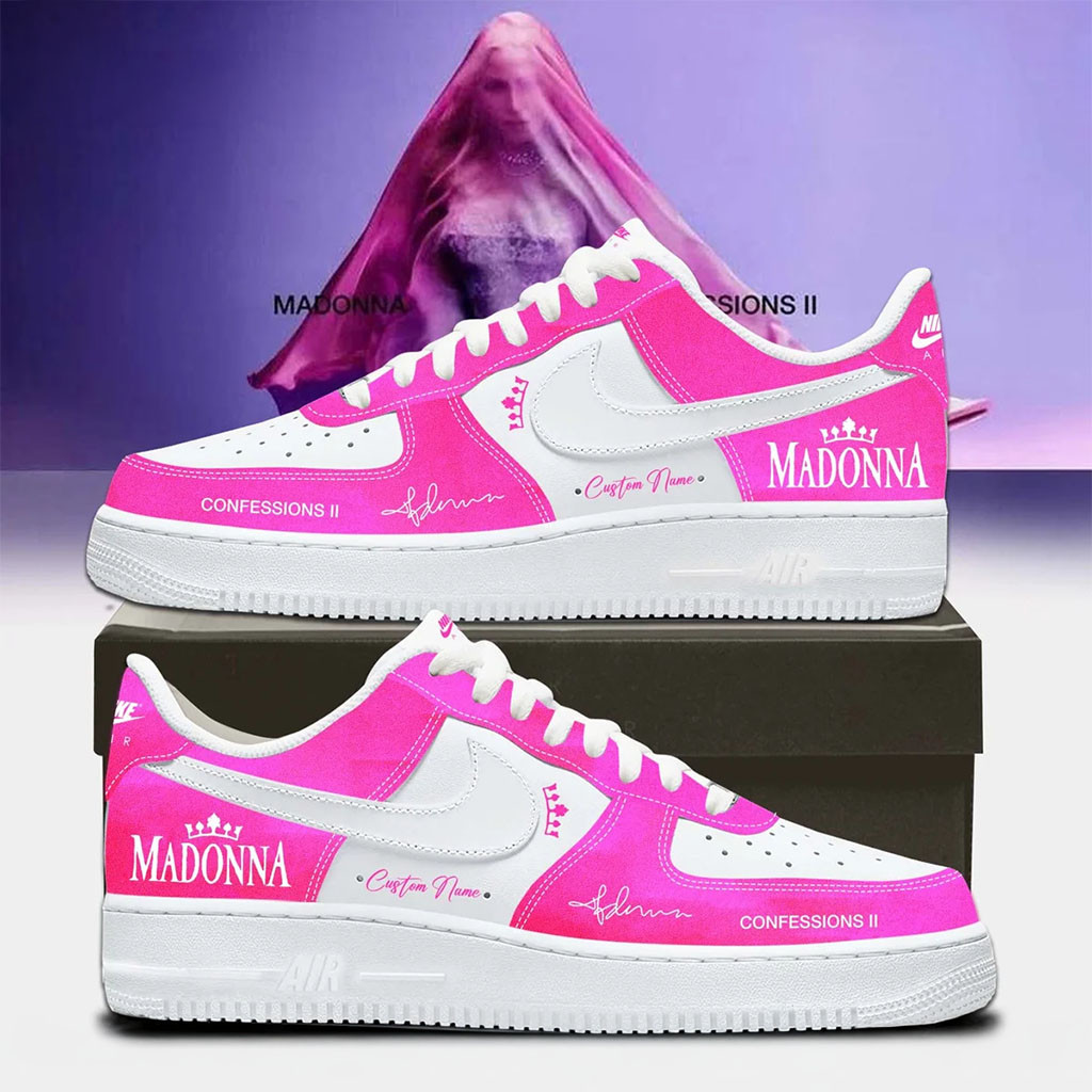 Personalized Madonna Confessions II Sneakers White And Pink Madonna Merch Gifts For Sister - Kdjoy