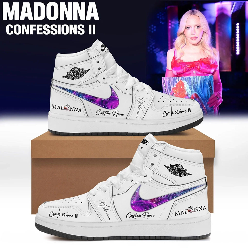 Personalized Madonna Confessions II Sneakers White Madonna Merch Gifts For Music Lovers - Kdjoy Personalized Madonna Confessions II Sneakers White Madonna Merch Gifts For Music Lovers - Kdjoy