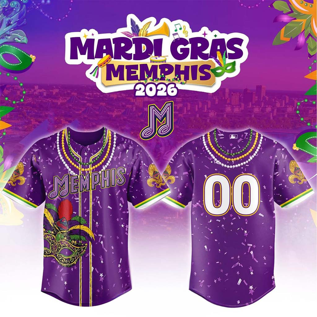 Personalized Memphis Redbirds Mardi Gras 2026 Night Game Baseball Jersey Memphis Redbirds Merch - Kdjoy
