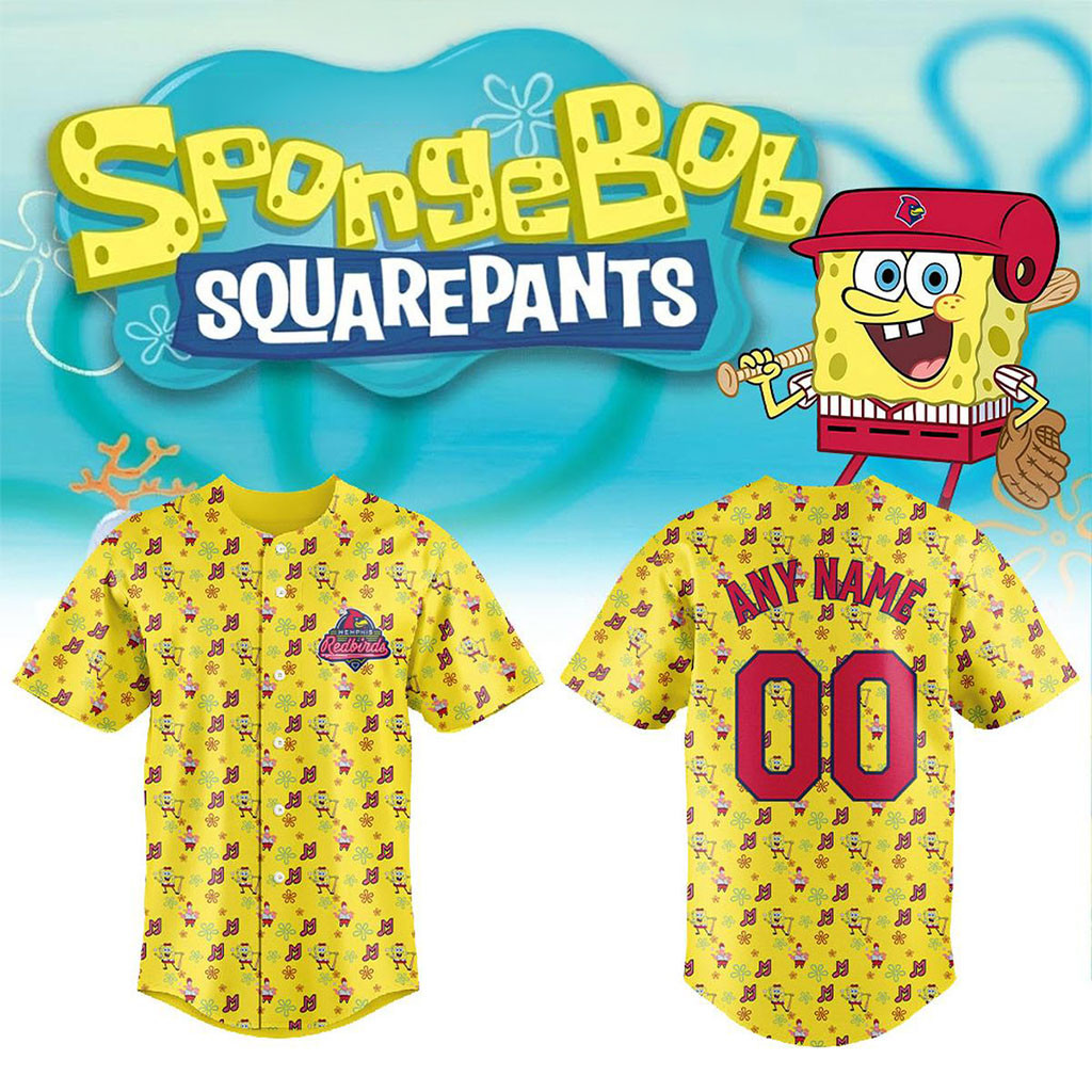 Personalized Memphis Redbirds SpongeBob SquarePants Night 2026 Jersey Redbirds Merch Fan Gifts - Kdjoy
