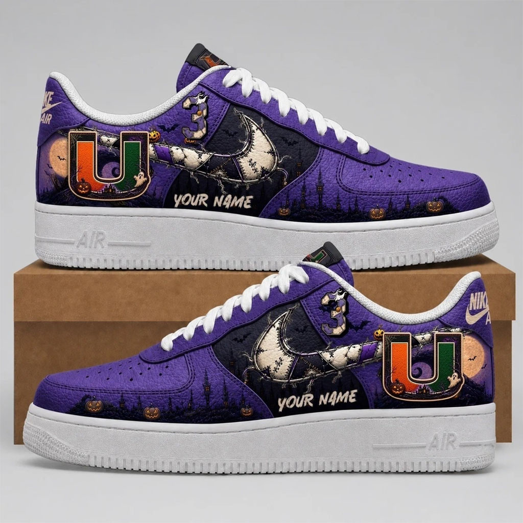Personalized Miami Hurricanes Merch 2026 Haunted Moon Halloween Shoes Sneakers Gift For Spooky - Kdjoy Personalized Miami Hurricanes Merch 2026 Haunted Moon Halloween Shoes Sneakers Gift For Spooky - Kdjoy