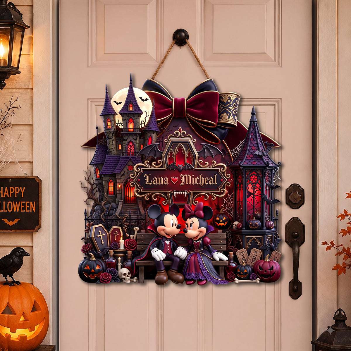 Personalized Mickey Couple Midnight Romance A Love Tale Acrylic Sign Halloween Gifts For Couples - Kdjoy