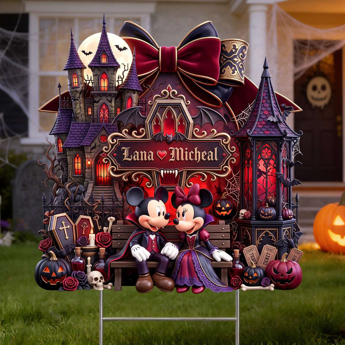Personalized Mickey Couple Midnight Romance A Love Tale Yard Sign Halloween Lawn Decor - Kdjoy Personalized Mickey Couple Midnight Romance A Love Tale Yard Sign Halloween Lawn Decor - Kdjoy