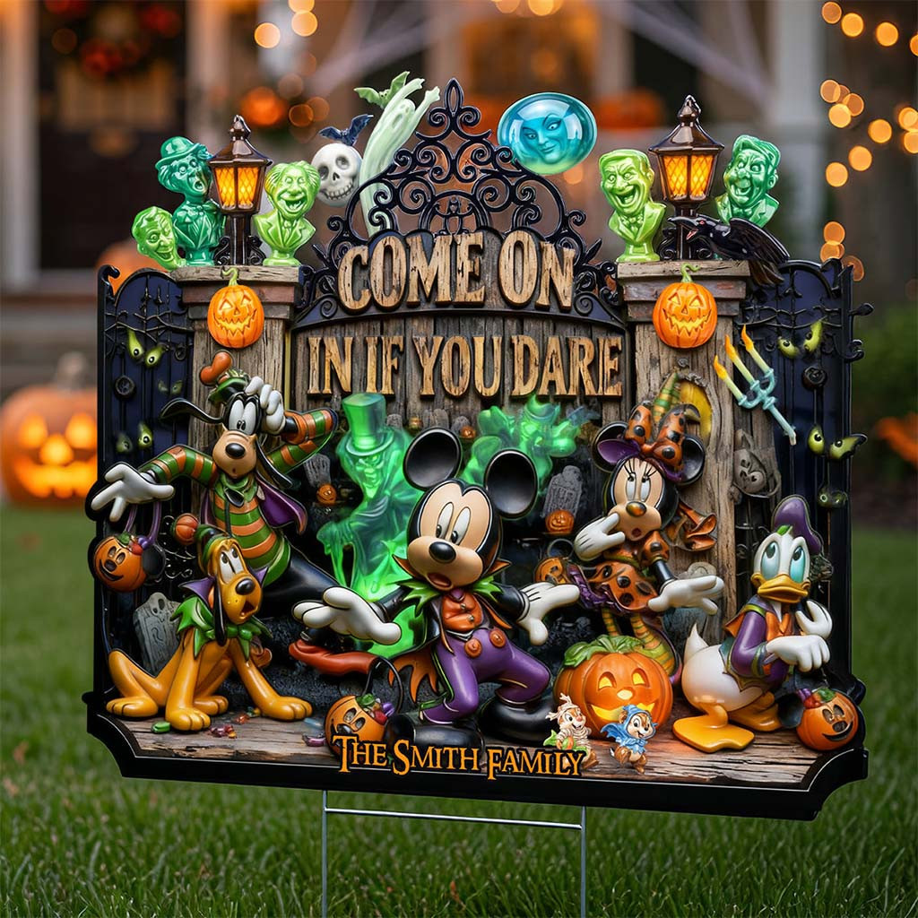 Personalized Mickey Mouse And Friends Scared Squad Yard Sign Halloween Decor Gift For BFF - Kdjoy
