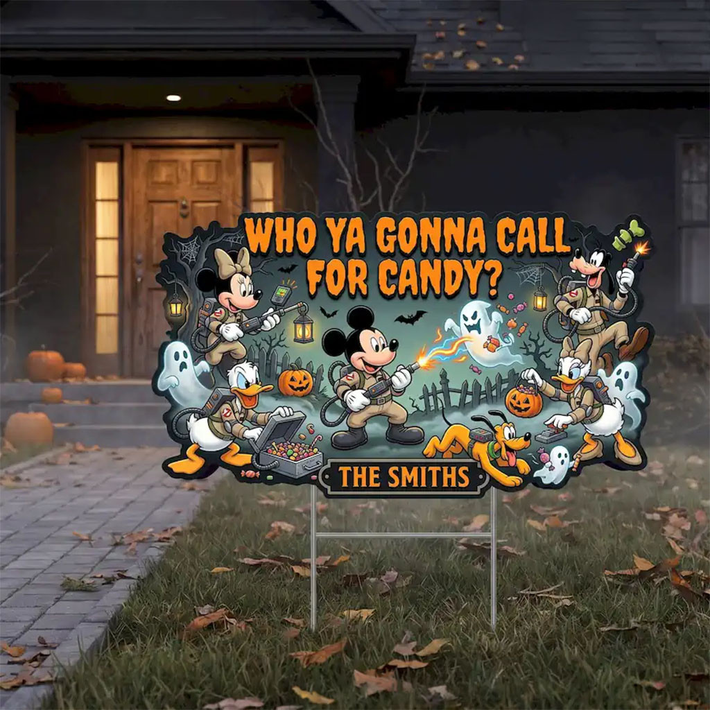 Personalized Mickey Mouse Ghostbusters Squad Halloween Yard Sign Spooky Season Home Decor - Kdjoy