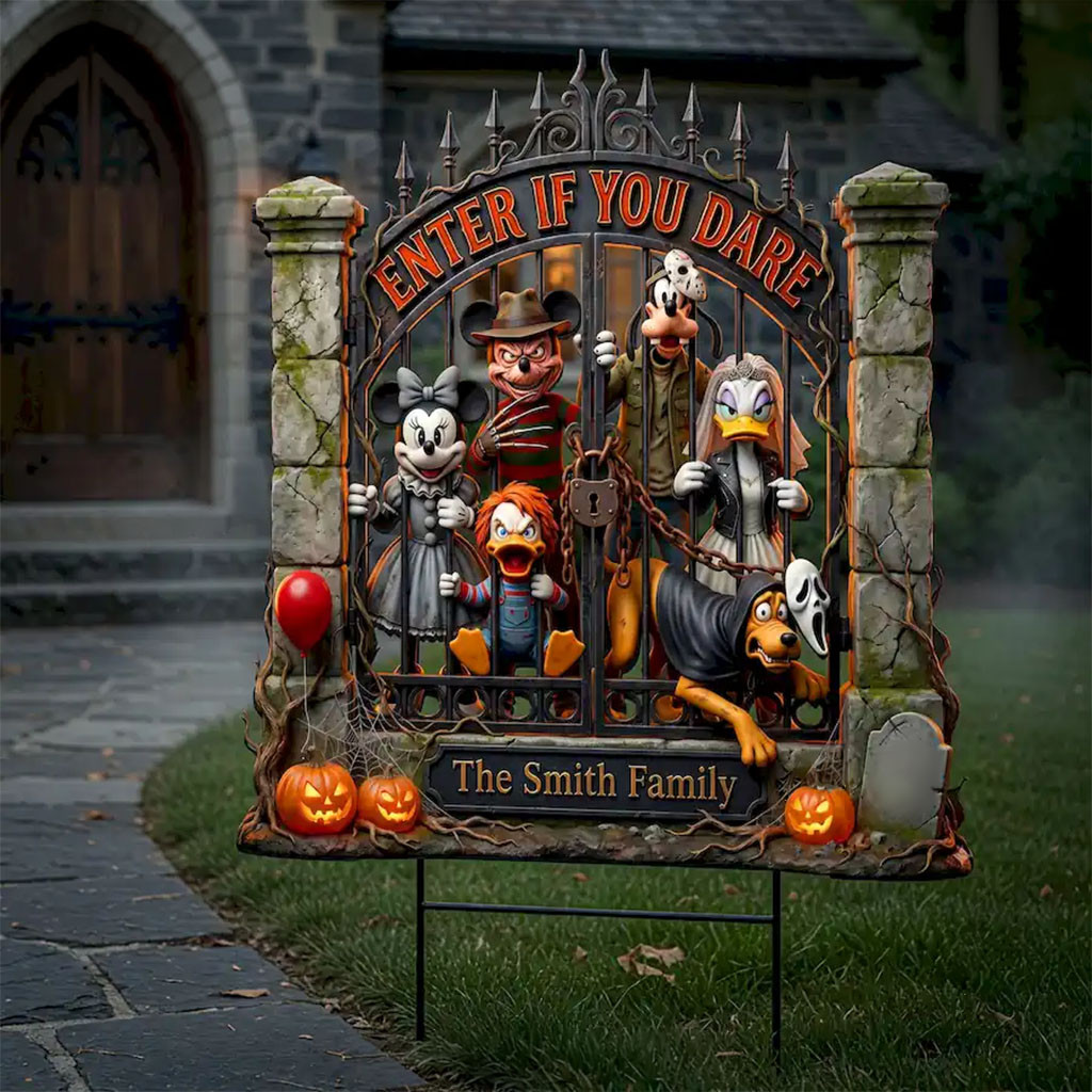 Personalized Mickey Mouse Horror Characters Halloween 2026 Yard Sign Enter If You Dare Decor - Kdjoy