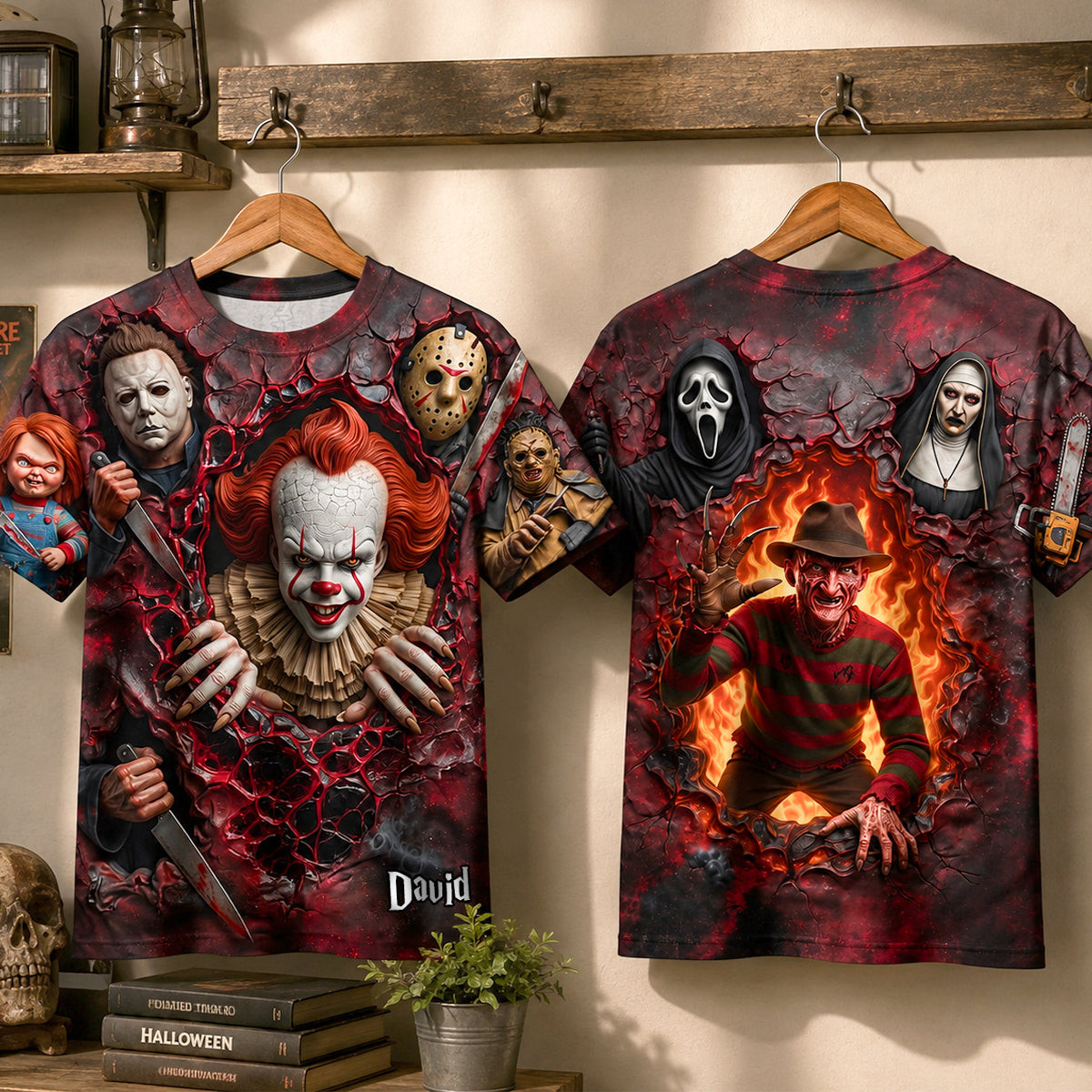 Personalized Midnight Horror Character T-Shirt Halloween Outfits Gifts For Horror Lovers - Kdjoy