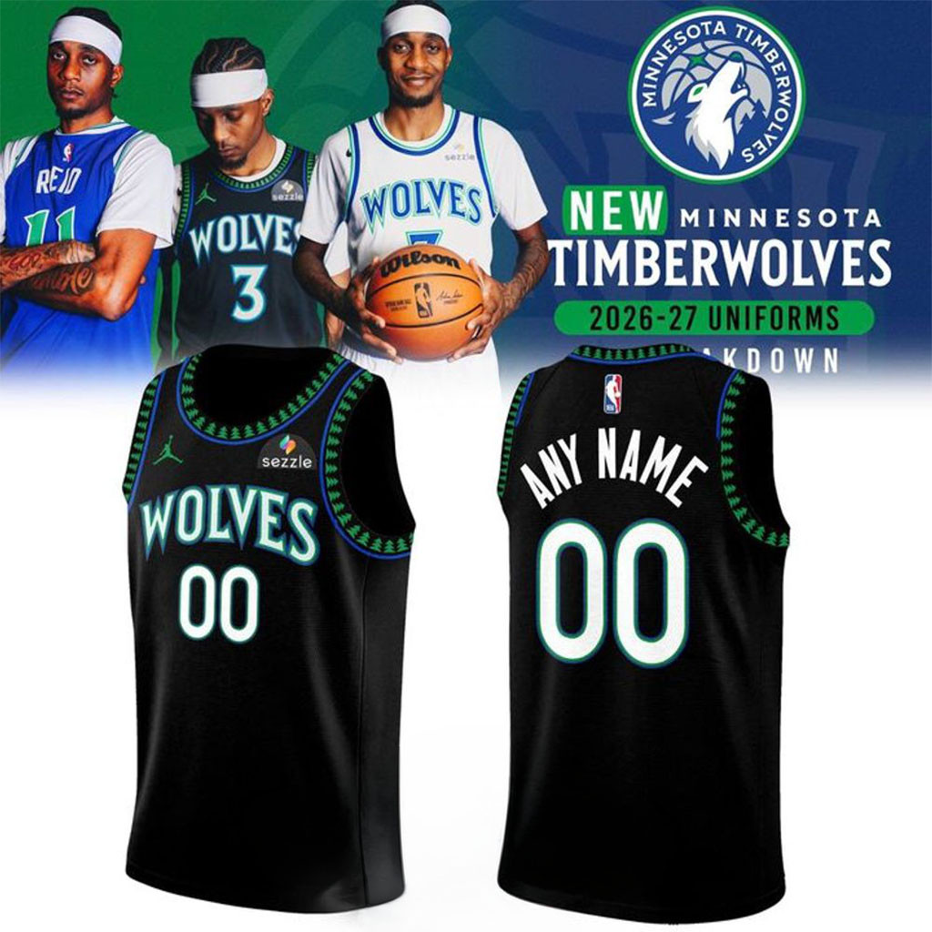 Personalized Minnesota Timberwolves 2026 2027 New Black Basketball Jersey Timberwolves Merch - Kdjoy