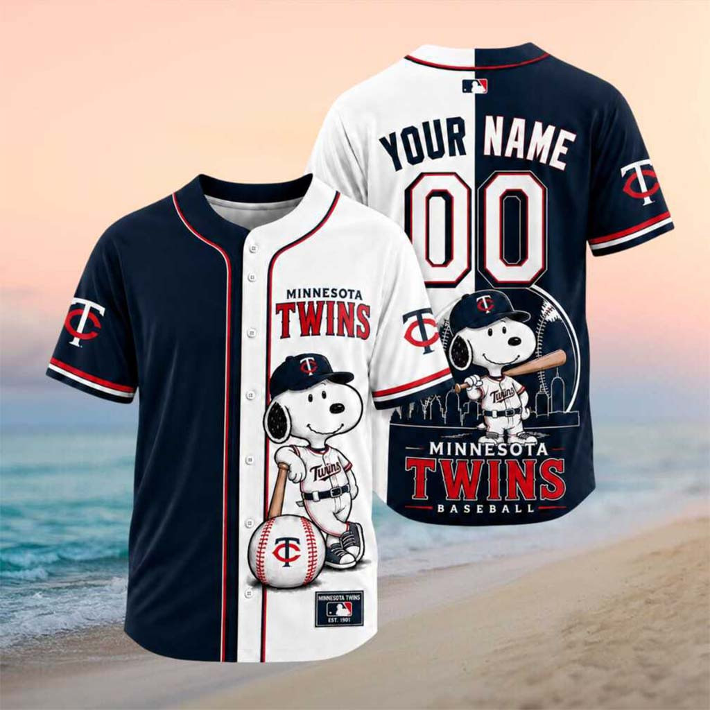 Personalized Minnesota Twins Snoopy Dog Baseball Skyline Jersey MN Twins Merch Gift For Fans Personalized Minnesota Twins Snoopy Dog Baseball Skyline Jersey MN Twins Merch Gift For Fans