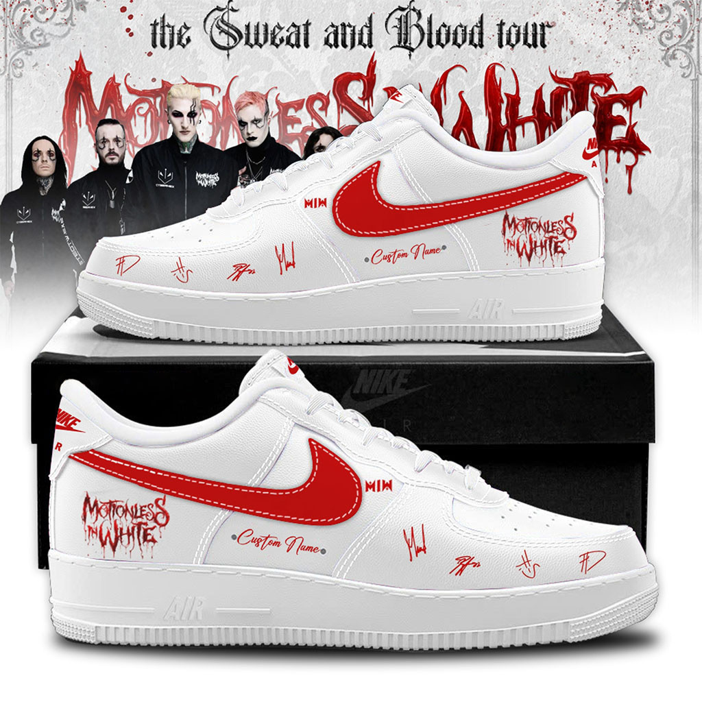 Personalized Motionless In White Merch The Sweat & Blood Tour 2026 Signature Sneakers Fan Gifts - Kdjoy Personalized Motionless In White Merch The Sweat & Blood Tour 2026 Signature Sneakers Fan Gifts - Kdjoy