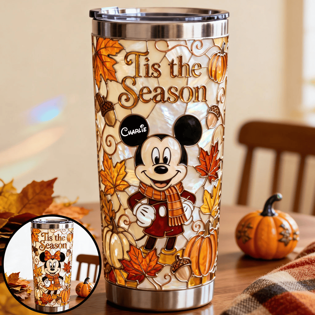 Personalized Mouse Tis The Season Tumbler Autumn Cartoon Character Cap Gifts For BFF - Kdjoy