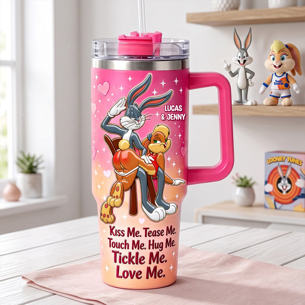 Personalized Naughty Bugs Bunny and Lola Butt Slap Kiss Me Tease Me Tumbler Gifts For Couples - Kdjoy Personalized Naughty Bugs Bunny and Lola Butt Slap Kiss Me Tease Me Tumbler Gifts For Couples - Kdjoy