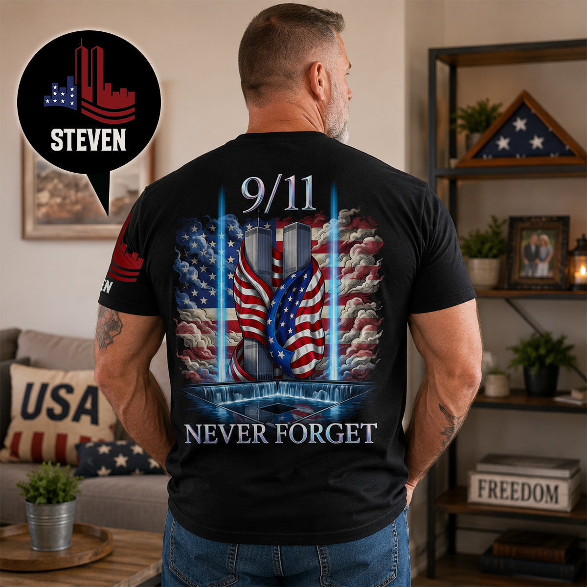 Personalized Never Forget 911 Shirt Patriotic Memorial Shirt Gifts For Father - Kdjoy Personalized Never Forget 911 Shirt Patriotic Memorial Shirt Gifts For Father - Kdjoy