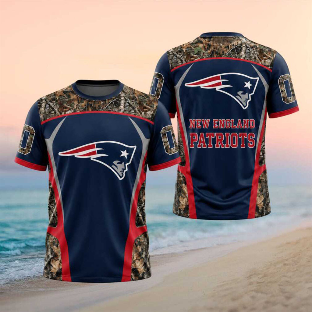 Personalized New England Patriots Camo Pattern Graphic Team Logo T-Shirt NE Patriots Merch - Kdjoy