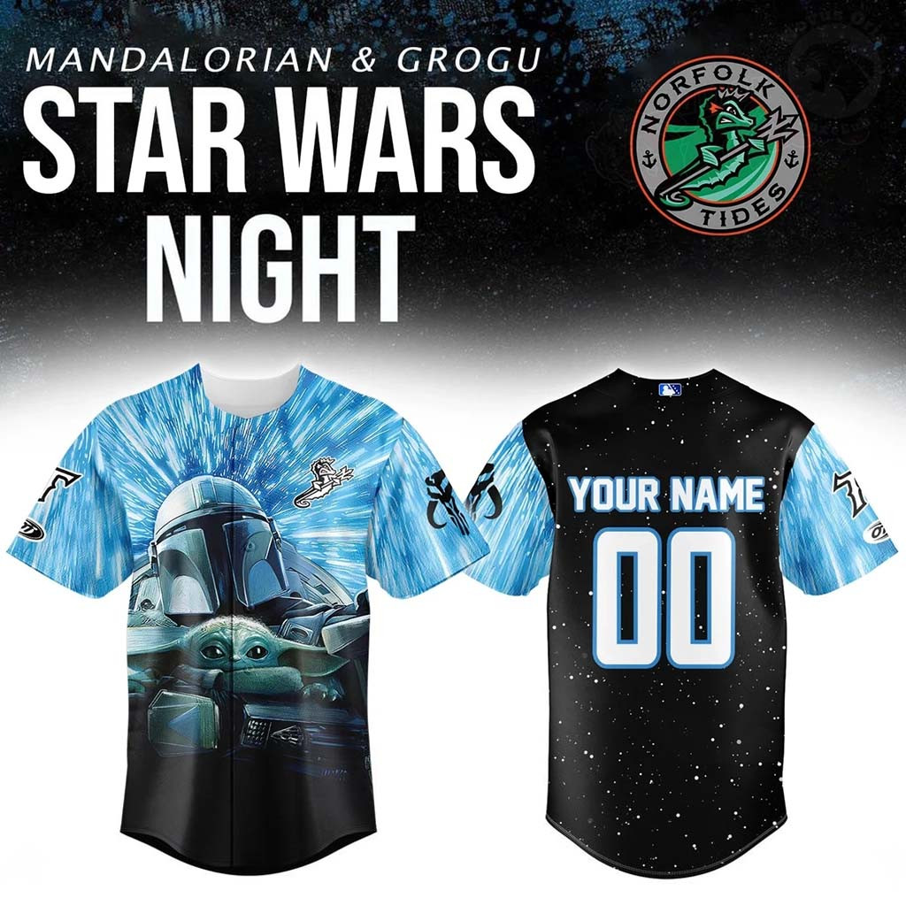 Personalized Norfolk Tides Mandalorian Star Wars Jersey Norfolk Tides Merch Baseball Fan Gifts - Kdjoy Personalized Norfolk Tides Mandalorian Star Wars Jersey Norfolk Tides Merch Baseball Fan Gifts - Kdjoy