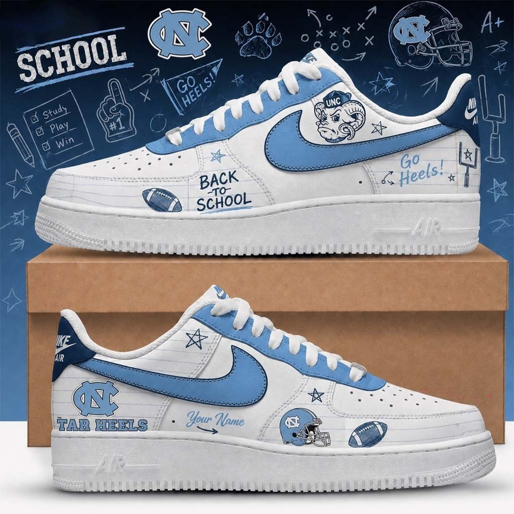 Personalized North Carolina Tar Heels Merch 2026 Back To School Sneakers Gift For Football Fans - Kdjoy Personalized North Carolina Tar Heels Merch 2026 Back To School Sneakers Gift For Football Fans - Kdjoy